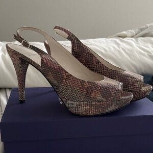 Stuart Weitzmen Multicolor Slingback Peep Toe Heels